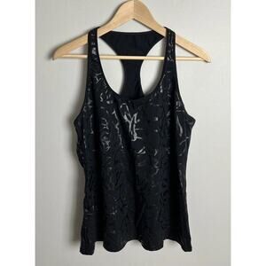 Fabletics Black Floral Burnout Racerback Tank Top Active Size Large Women’s